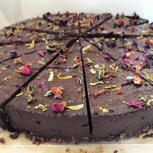 Raw chocolate & hazelnut cheesecake at Colours Cafe & Wellbeing Centre in Truro