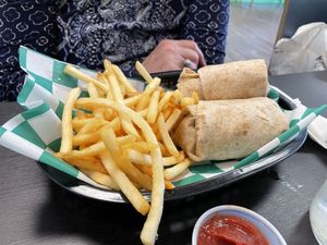 Falafel Wrap with fries: tasty and plentiful.  at House of Flavor in Bayonne