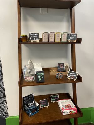 Vegan items on sale in the cafe.  at House of Flavor in Bayonne