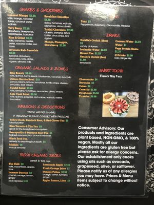 Menu back at House of Flavor in Bayonne