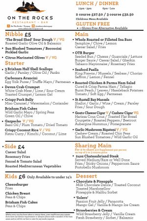 A handful of vegan options on a mostly fish-based menu however each option was creative and delicious! at On the Rocks in Torquay
