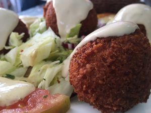 Falafel with Tahini  at Fenicia Vegetaria in Barcelona