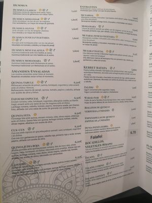 Menu at Fenicia Vegetaria in Barcelona