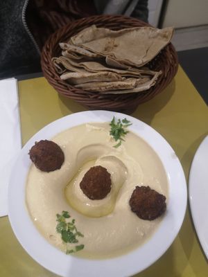 Falafel hummus at Fenicia Vegetaria in Barcelona