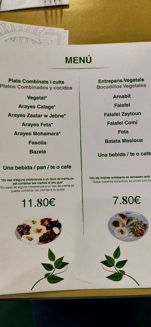Menú diario at Fenicia Vegetaria in Barcelona