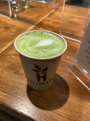 Matcha detox latte with rice and coconut milk  at Haferkater - Hbf Köln - Kiosk in Cologne