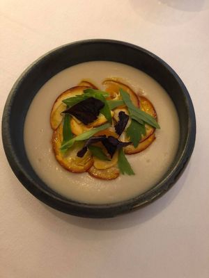 Turnips, mushrooms and Japanese Basil at Etude in Paris