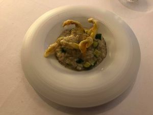 Risotto with zucchini flowers  at Etude in Paris