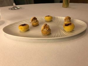 Raspberry muffins and choux à la crème  at Etude in Paris