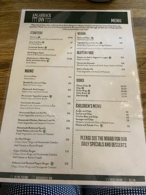 Menu June 2024  at Angarrack Inn in Hayle