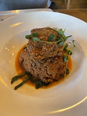  Chicken fried portobello mushroom! So unusual and delicious at Twisted Fern in Park City