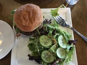 Lentil Mushroom Burger  at Twisted Fern in Park City