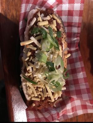 Loaded hot dog  at Tippler's Tap in South Brisbane
