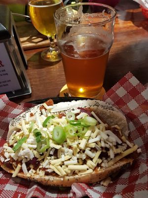 Vegan chilli dog and an IPA at Tippler's Tap in South Brisbane