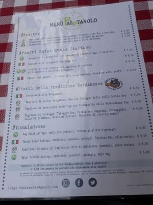 Menu at Bgigi in Bergamo