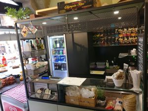 Inside counter where you order. There are also a few tables both inside and outside. at Bgigi in Bergamo