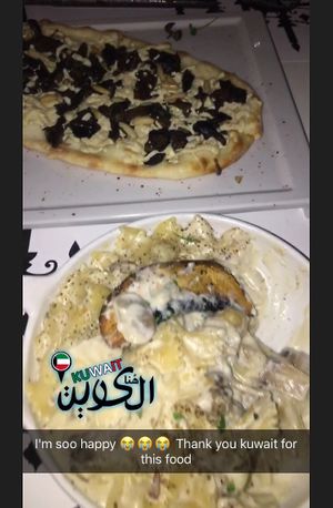 A screenshot from a snap I took, I destroyed the pasta as you can see. at Love in Kuwait City