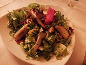 Blattsalat mit Rote Bete und Kräuterseitlingen at Biohotel Garmischer Hof in Garmisch-partenkirchen