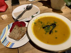 Kürbissuppe vegan  at Kafe Jasmin in Hof