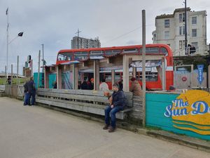 Outdoor seating at The Bus Cafe in Margate