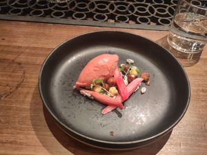 Rhubarb sorbet at Ubiquitous Chip in Glasgow