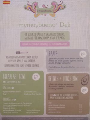 Menu at mymuybueno Deli in Mallorca