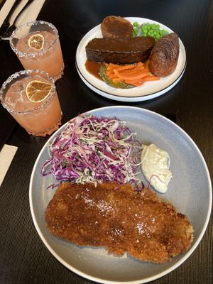 Sunday roast and eggplant schnitzel at Green Man's Arms in Carlton