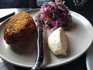 Eggplant schnitzel at Green Man's Arms in Carlton