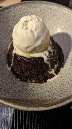 Chocolate sticky date pudding w/vanilla icecream $16.00 at Green Man's Arms in Carlton