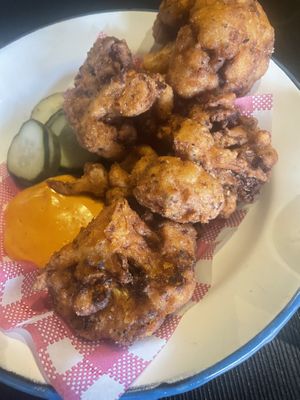 Cauliflower fritters  at Green Man's Arms in Carlton