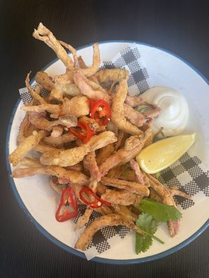 Oyster mushroom calamari!   at Green Man's Arms in Carlton
