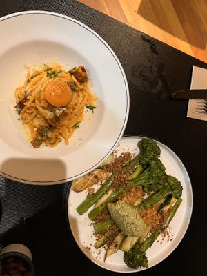 Carbonara and broccolini   at Green Man's Arms in Carlton