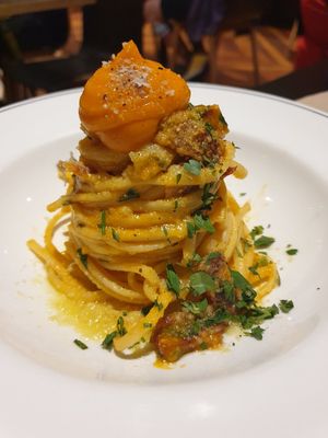 Linguine carbonara $26.00: nicely cooked pasta, but sauce was bland, pancetta was nice but not much taste  at Green Man's Arms in Carlton