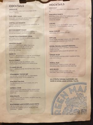 Menu April 2025 at Green Man's Arms in Carlton