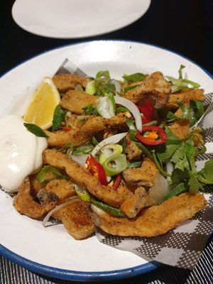 Calamari $20.00: bit softer this time rather than crispy but still good at Green Man's Arms in Carlton