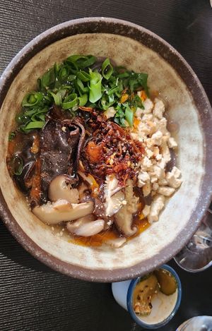 Shitake miso broth at Green Man's Arms in Carlton