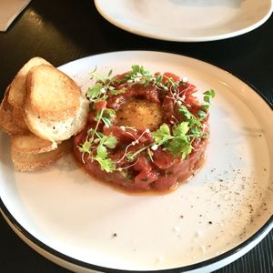 Jan 2020 - Special of the menu - steak tartare without the steak. Made with watermelon. Freaking delish! at Green Man's Arms in Carlton