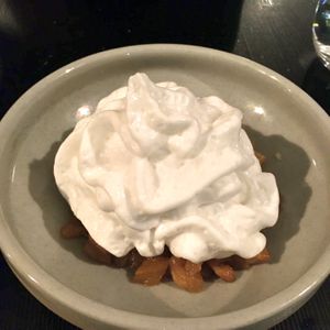 RUM GLAZED PINEAPPLE
coconut mousse, jasmine rice ice cream. Partner and I demolished this at Green Man's Arms in Carlton