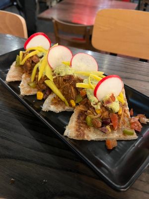 Pulled jackfruit tacos at Atticus Finch in Rotorua