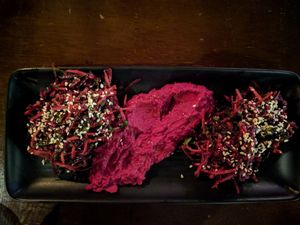 beetroot hummus at Atticus Finch in Rotorua