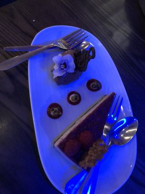 Coconut and raspberry tart  at Atticus Finch in Rotorua