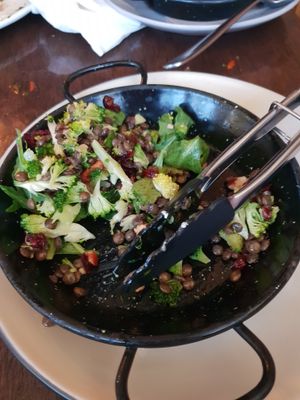 Half eaten Brocolli lentil salad. at Atticus Finch in Rotorua