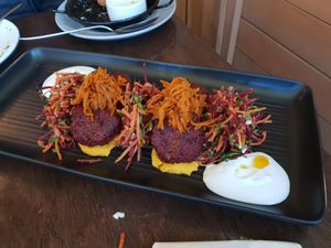 Beetroot & Blackbean Patties. at Atticus Finch in Rotorua
