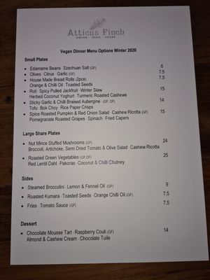 29.07.20 menu at Atticus Finch in Rotorua