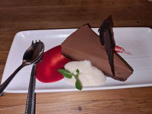 Chocolate Mousse Tarte very good if you like dark choc at Atticus Finch in Rotorua