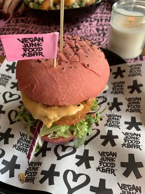 Chicken burger at Vegan Junk Food Bar - De Pijp in Amsterdam