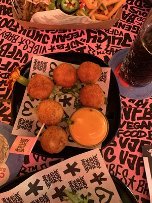 mac & cheese balls at Vegan Junk Food Bar - De Pijp in Amsterdam