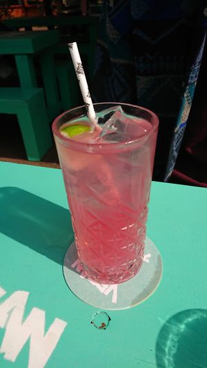 dragon fruit ice tea   at Vegan Junk Food Bar - De Pijp in Amsterdam