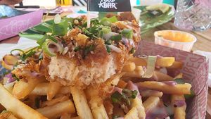 The BEST "FISH" I have ever eaten hands-down. So good!!! at Vegan Junk Food Bar - De Pijp in Amsterdam