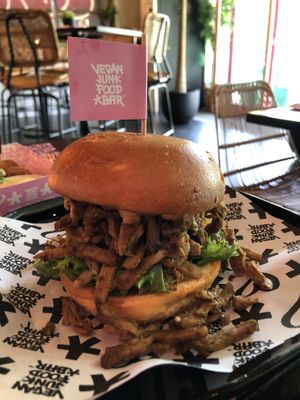 the shwarma burger  at Vegan Junk Food Bar - De Pijp in Amsterdam